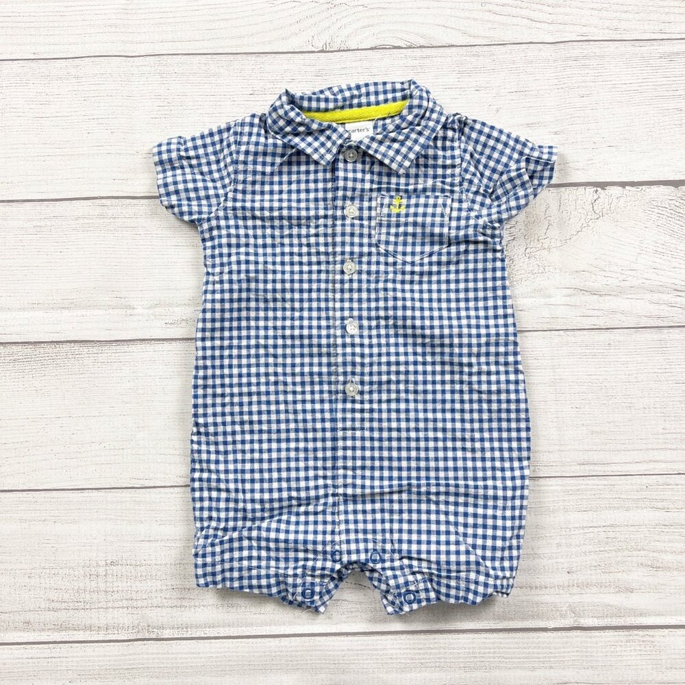 Carter’s Gingham Plaid Collared Romper